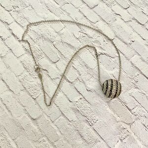 Sterling Silver Ball Necklace With Black & White Zirconians